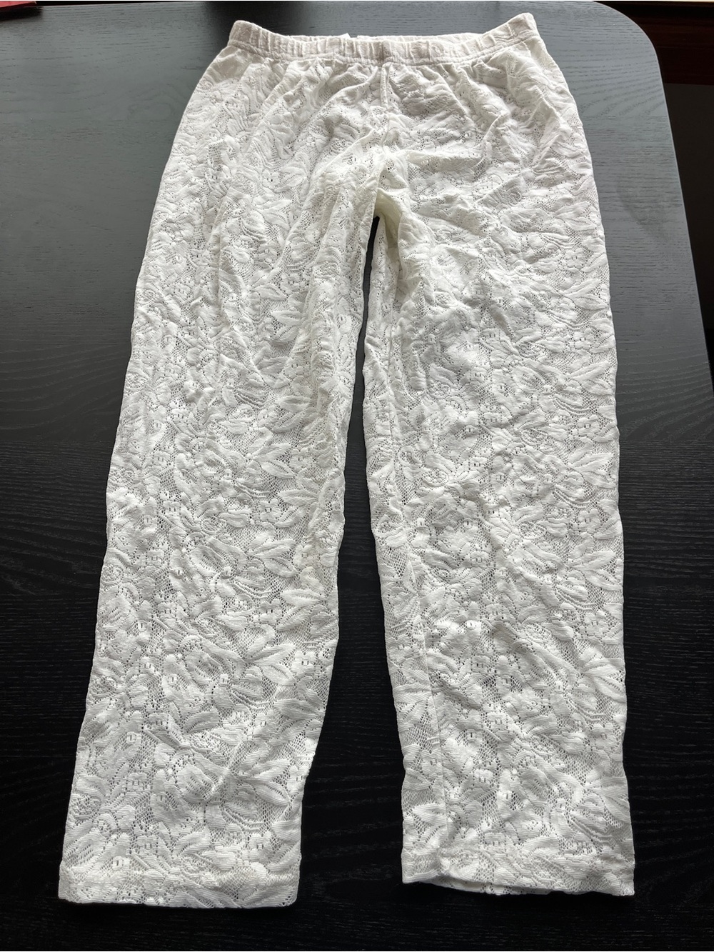Xhilaration White Lace Pants Size XL Elastic Waist Stretch See-Through Floral